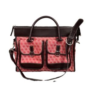 Dooney & Bourke Double Pocket Red and Brown Women's Tote Bag